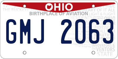 OH license plate GMJ2063