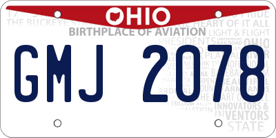 OH license plate GMJ2078