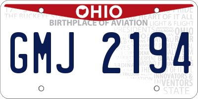 OH license plate GMJ2194
