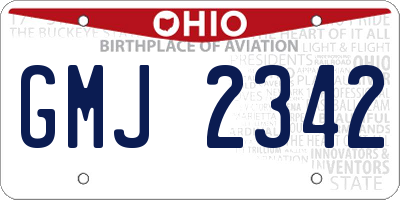 OH license plate GMJ2342