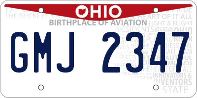 OH license plate GMJ2347