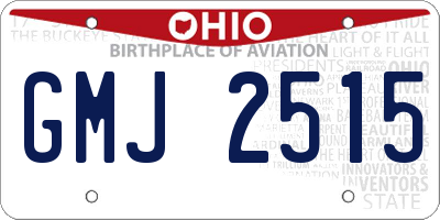 OH license plate GMJ2515