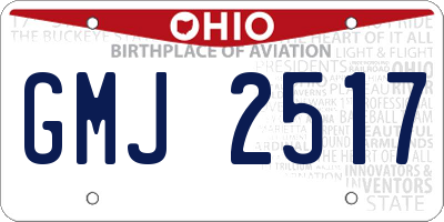 OH license plate GMJ2517