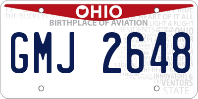 OH license plate GMJ2648