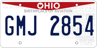 OH license plate GMJ2854