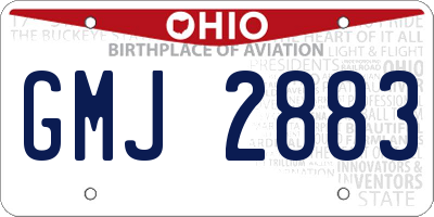 OH license plate GMJ2883