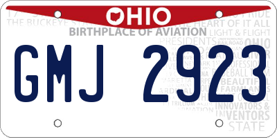 OH license plate GMJ2923