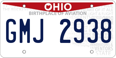 OH license plate GMJ2938