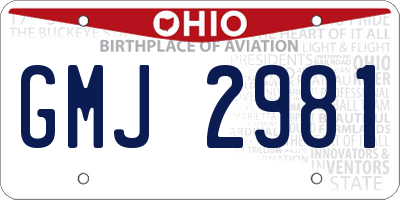OH license plate GMJ2981