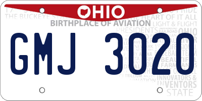 OH license plate GMJ3020