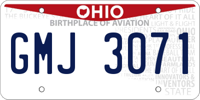 OH license plate GMJ3071
