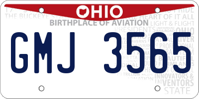 OH license plate GMJ3565