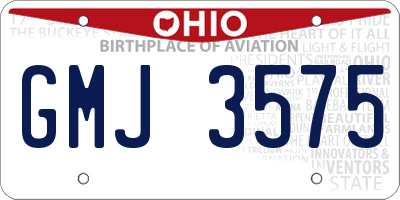 OH license plate GMJ3575