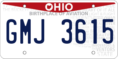 OH license plate GMJ3615