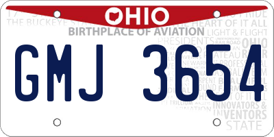 OH license plate GMJ3654