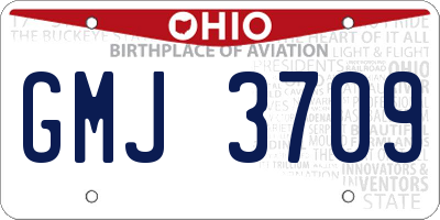 OH license plate GMJ3709