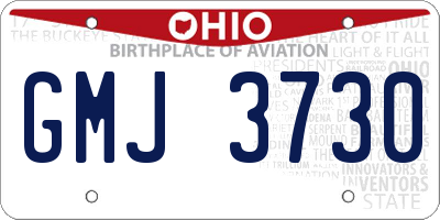OH license plate GMJ3730