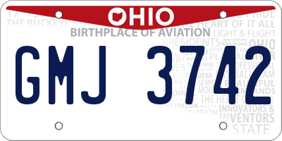 OH license plate GMJ3742