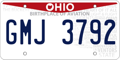 OH license plate GMJ3792