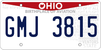 OH license plate GMJ3815