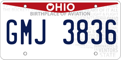 OH license plate GMJ3836