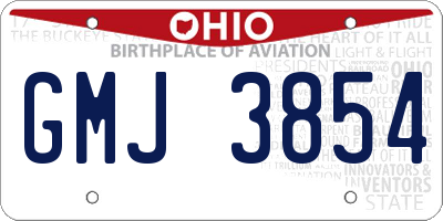 OH license plate GMJ3854