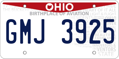 OH license plate GMJ3925