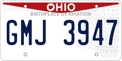 OH license plate GMJ3947