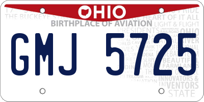 OH license plate GMJ5725