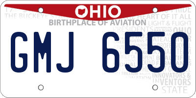 OH license plate GMJ6550