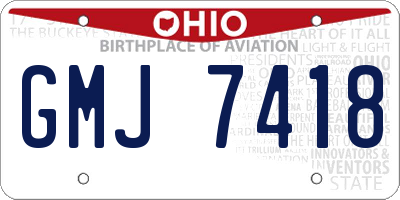 OH license plate GMJ7418