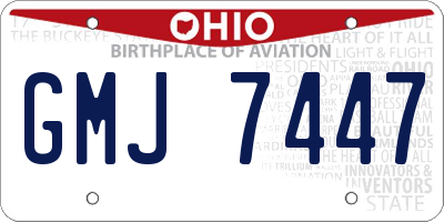 OH license plate GMJ7447
