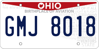 OH license plate GMJ8018