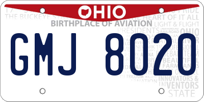 OH license plate GMJ8020