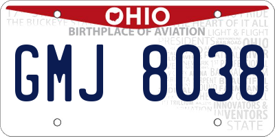 OH license plate GMJ8038
