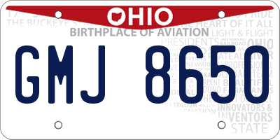 OH license plate GMJ8650