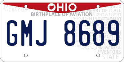 OH license plate GMJ8689