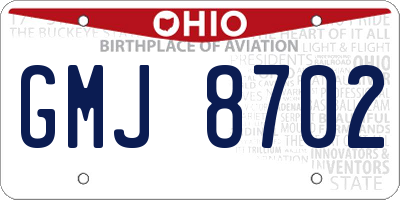 OH license plate GMJ8702