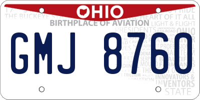 OH license plate GMJ8760
