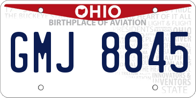 OH license plate GMJ8845