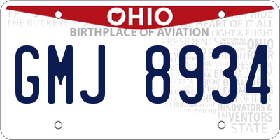 OH license plate GMJ8934