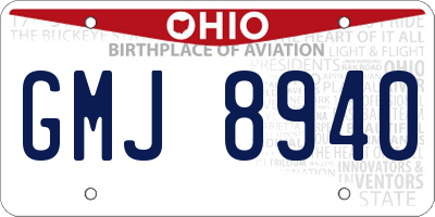 OH license plate GMJ8940