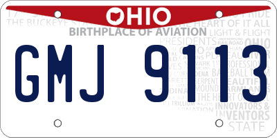 OH license plate GMJ9113