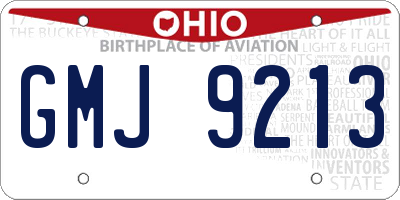 OH license plate GMJ9213