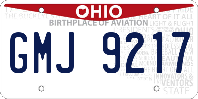 OH license plate GMJ9217
