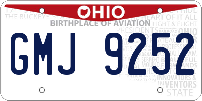 OH license plate GMJ9252