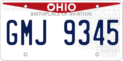 OH license plate GMJ9345