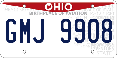 OH license plate GMJ9908