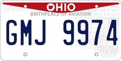 OH license plate GMJ9974