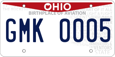 OH license plate GMK0005